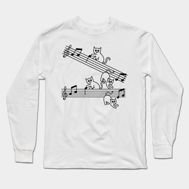 Purfect Cat Music Meow Musical Notation Meowsical Long Sleeve T-Shirt by Attapet Original